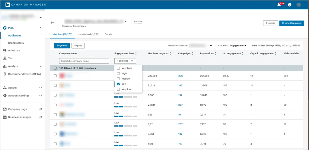 Linkedin matched audience