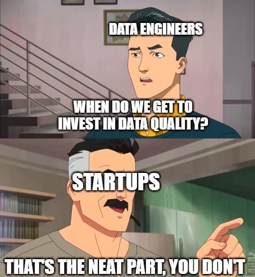 Data quality meme illustrating garbage in, garbage out principle