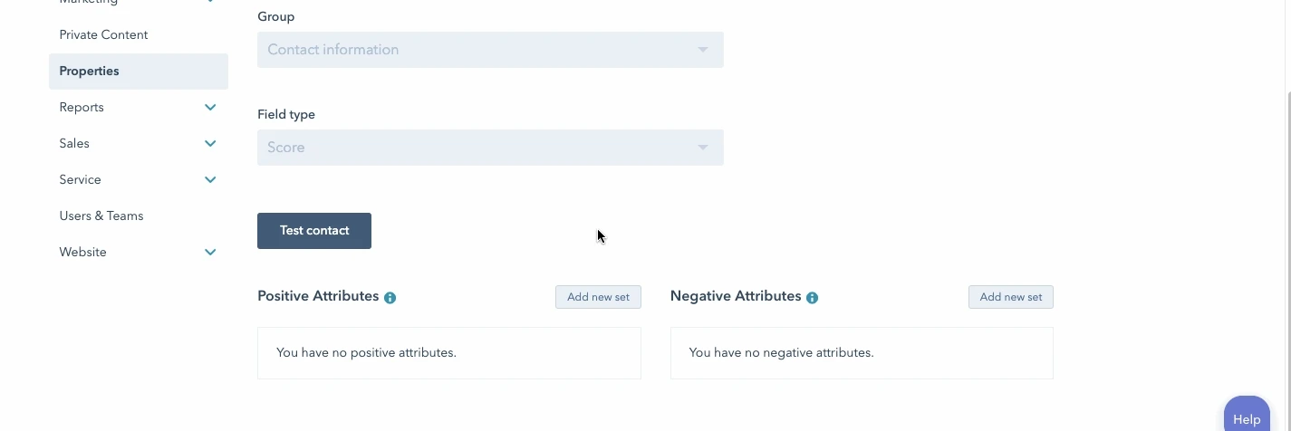 HubSpot lead scoring interface example