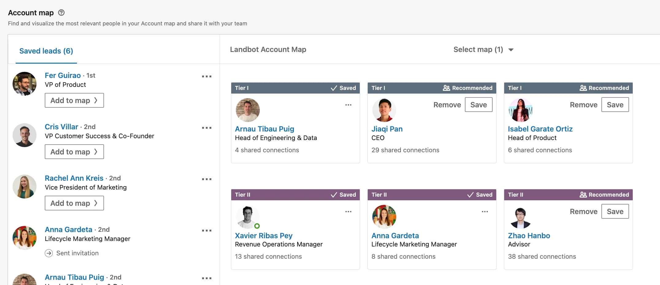 LinkedIn account mapping example